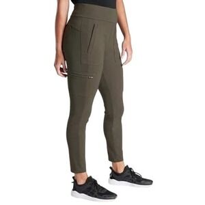 Athleta Headlands Hybrid Cargo Crop Pants Olive Green Women's Size 2 Zip Pockets